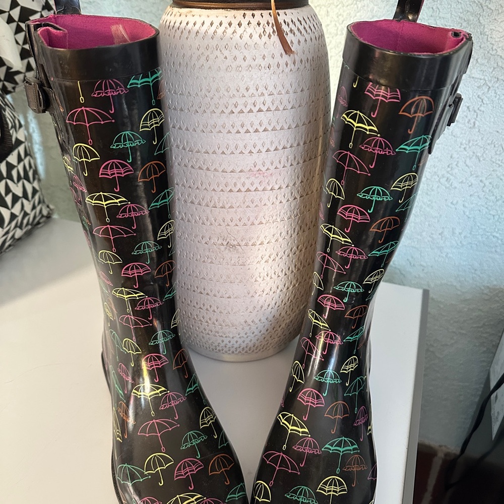 Colorful Umbrella Print Rain Boots
